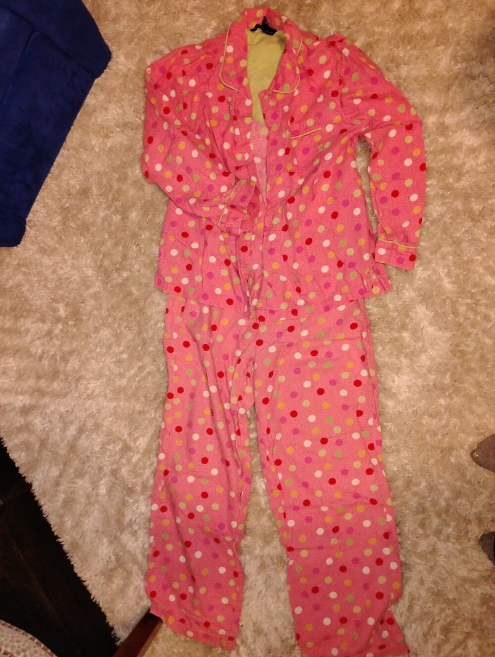 Vintage Xs Pink Polka Dot Pajama Set